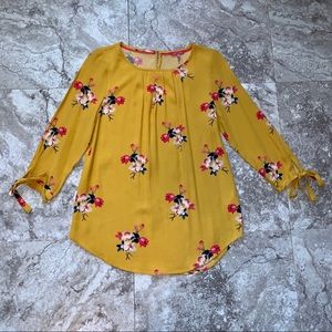 Mustard & Floral Blouse By Joules